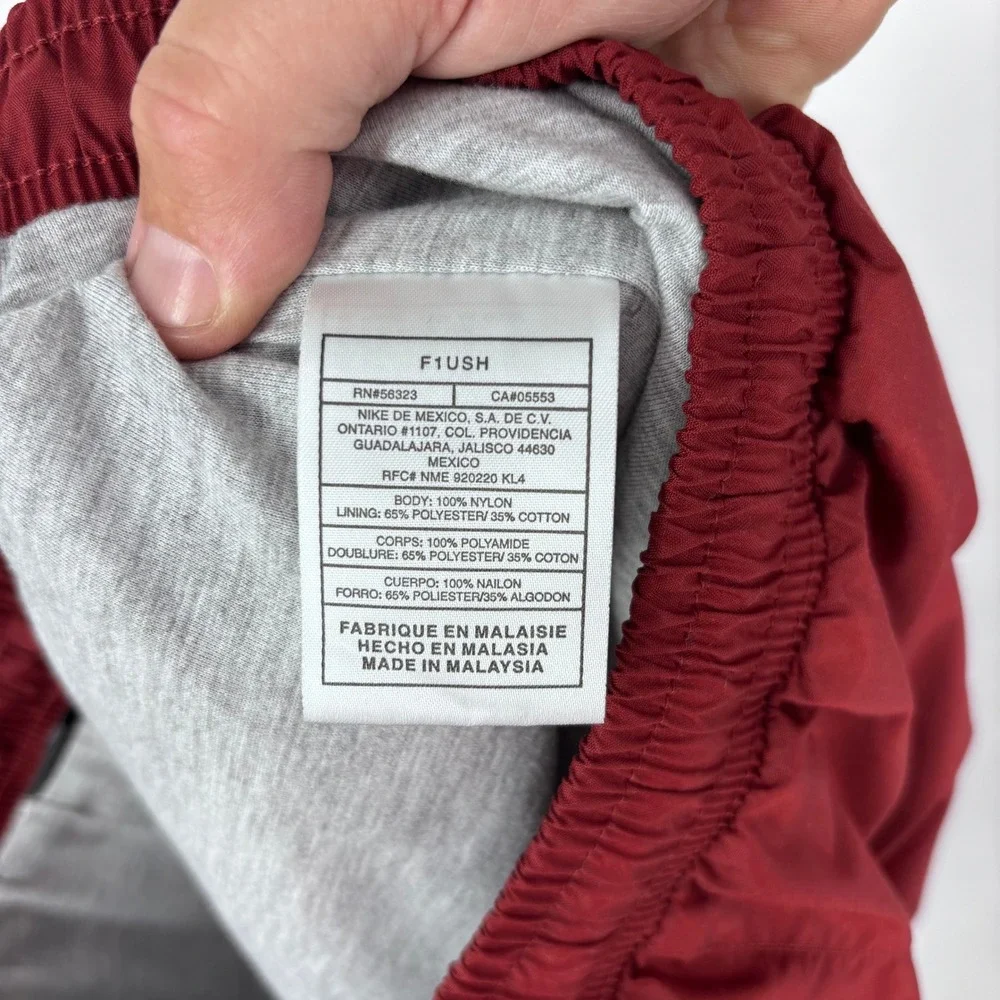 Vtg Nike Gray Tag Track Pants Men L Maroon Gray Stripe Lined Windbreaker Joggers